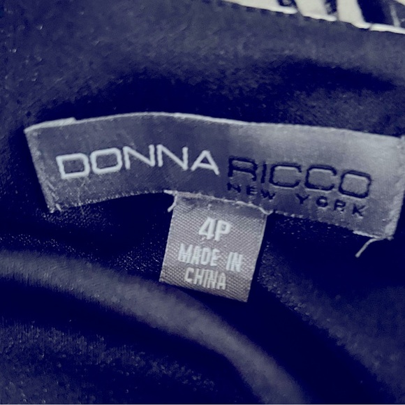 Donna Ricco Black and White Ruched Wrap Midi Dress - Picture 6 of 7